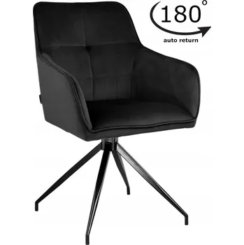 Otočné křeslo čalouněné černým velurem do obývacího pokoje, jídelny nebo kuchyně - model Aster