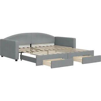 Pohovka Rozkládací lehátko-pohovka světle šedá 223x110x75 cm se zásuvkami