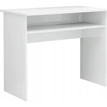 Psací stůl Počítačový stůl s policí, bílý vysoký lesk, 90x50x74 cm