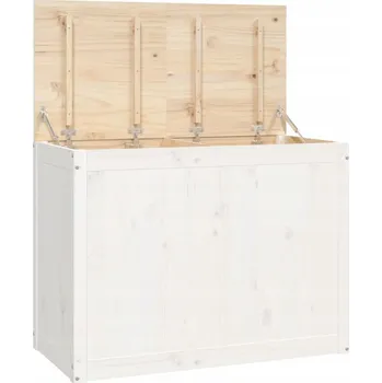 Koš na prádlo Dvoukomorový koš na prádlo z masivního borovicového dřeva, bílý, 88,5x44x66 cm