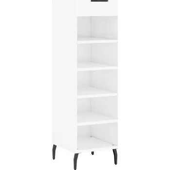 Botník Botník se zásuvkou a 5 policemi, bílý lesk, 30x35x105 cm