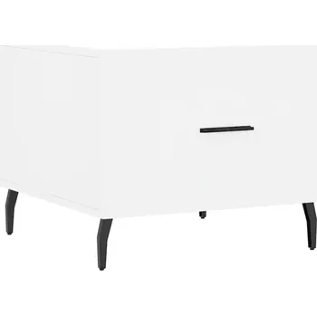 Konferenční stolek Konferenční stolek se zásuvkou, dřevotříska, železo, bílý, 50x50x40 cm