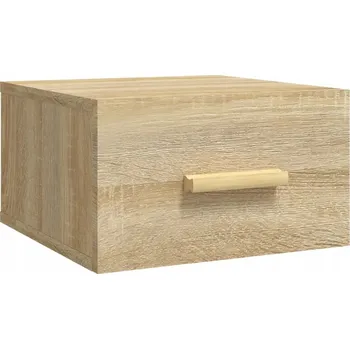 Noční stolek Závěsná Noční Stolek z plastu na bázi dřeva, dub Sonoma, 35 x 35 x 20 cm