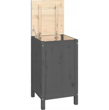 Koš na prádlo Koš na prádlo z masivního borovicového dřeva, šedý, 44x44x76 cm