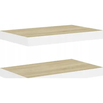 police Nástěnné police MDF a kov, dub/bílá, 40x23x3,8 cm, sada 2 ks