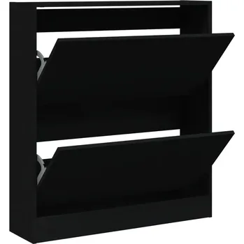 Botník Úzký botník se dvěma zásuvkami, černý, 80x21x87,5 cm