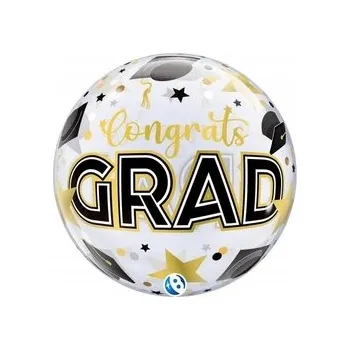 Balónek Fóliový balónek Takara BUBBLE BALLOON Gratulace Promoce Hvězdy a Tečky, 56 cm