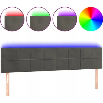 Čelo postele LED Sametové Nastavitelné Tmavě šedé 200x5x78/88 cm