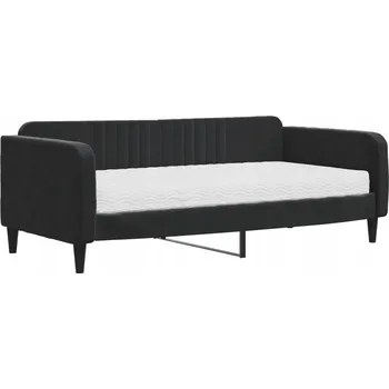 Pohovka Černá pohovka 2 v 1 s matrací 213 x 100 x 75 cm