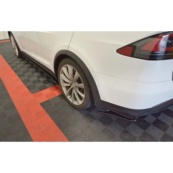 Tuning Maxton Design boční difuzory pod zadní nárazník ver.1 pro Tesla Model X Mk1, černý lesklý plast ABS