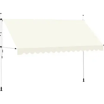 Markýza Ručně ovládaná výsuvná markýza krémová, 400x120 cm, nastavitelná výška 200-300 cm