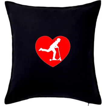 Polštář Koloběžka srdce - Polštář 50x50 - 50x50 - Pouze potah ( Černá )