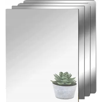 Zrcadlo Samolepicí Zrcadlo Akrylové Dekorativní 30x30cm 4ks Do Obývacího Pokoje Kanceláře