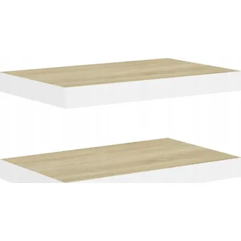 police Nástěnná police MDF a kov, dub/bílá, 40x23x3,8 cm