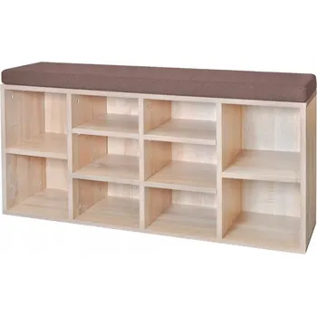 Botník Botník s sedákem dub/hnědá 103x30x48 cm, 10 zásuvek