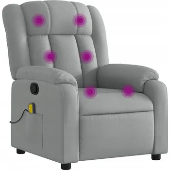 Křeslo Rozkládací masážní křeslo s vibrační funkcí, světle šedé, 78x92x98 cm