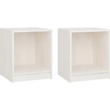 Noční stolek Noční stolek z masivního borovicového dřeva, bílý, 35,5x33,5x41,5 cm