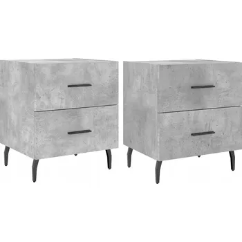 Noční stolek Noční stolek z materiálu na bázi dřeva, betonu šedý, 40x35x47,5 cm