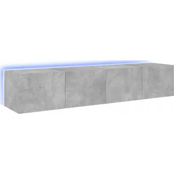 Televizní stolek Závěsná skříňka pod TV s LED RGB osvětlením, šedá Betonu, 80x35x31 cm