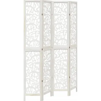 Paraván Paraván s prolamovaným vzorem, bílý, 140-145 x 220 cm, dřevo paulovnie