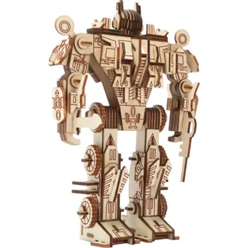 ostatní stavebnice 3D dřevěné puzzle Robot 16 x 11,5 x 22,5 cm 188 dílků Laserem vyřezávaný model ze dřeva s tištěným 3D návodem Mechanická dekorace pro milovníky techniky