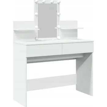 Toaletní stolek Toaletní Stolek s LED zrcadlem, 2 zásuvky, 2 police, bílý, 100 x 40 x 130 cm