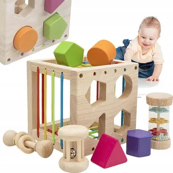 Dřevěná hračka Dřevěná Montessori skládačka třídička Stavebnice Vzdělávací Senzorická Hračka