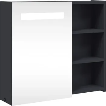 Koupelnový nábytek Koupelnová skříňka se zrcadlem a LED osvětlením, šedá, 60x13x52 cm