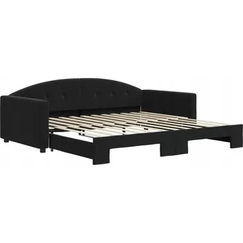 Pohovka Černá rozkládací lenoška 2 v 1 ze sametu, rozměry: 222 x 110 x 75 cm