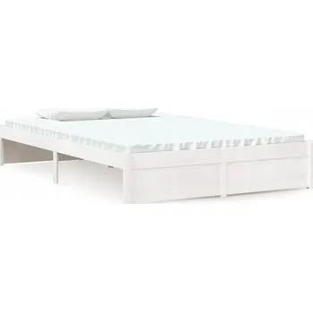 Postel Bílý rám postele z masivního borovicového dřeva 205,5 x 125,5 x 31 cm