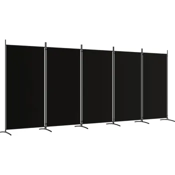 Paraván Paraván 5-dílný, černý, 433x180 cm, textil