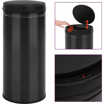 Odpadkový koš Automatický odpadkový koš s Čidlem, 80 l, Černý, 36 x 86 cm