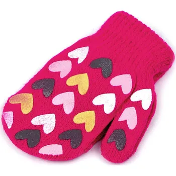 Rukavice Dětské pletené rukavice palčáky, barva 20 pink srdce
