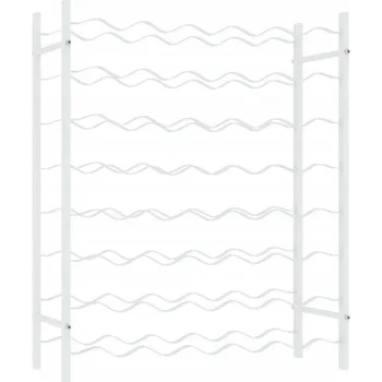 Stojan na víno Stojan na víno, kovový, bílý, 64x22x80 cm, pro 48 lahví