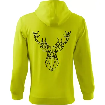 Pánská mikina Geometrie - jelen - Mikina s kapucí na zip trendy zipper - XL ( Limetková )