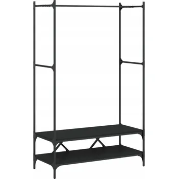 Věšák Věšák na oblečení s policemi, dřevěný kompozit, kov, černý, 100x45x162,5 cm