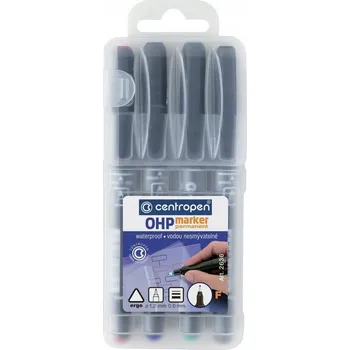 Permanentní fix na karton, papír a plast, alkoholový, vícebarevný Centropen, 4 ks