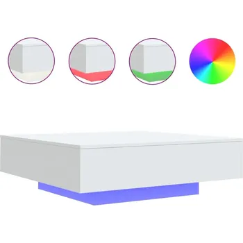 Konferenční stolek Konferenční stolek LED RGB, bílý, dřevěný kompozit, 100x100x31 cm
