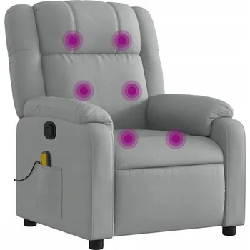 Křeslo Rozkládací Masážní Křeslo s Manuálním Naklápěním, Světle Šedé, 77x95x99 cm