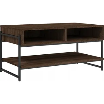 Konferenční stolek Konferenční stolek s kovovým rámem, hnědý dub, 90x50x45 cm