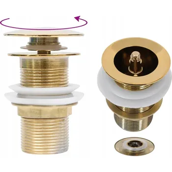 Sifon Zátka Klik-Klak bez přepadu, zlatá, 6,4x6,4x9,1 cm, Zinek/Mosaz