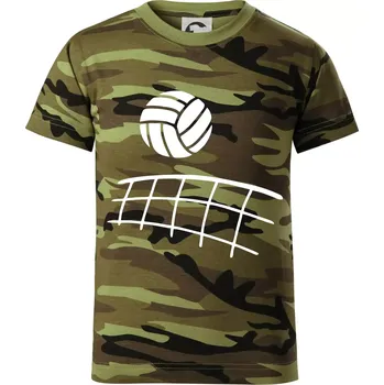 Volejbalová síť - Dětské maskáčové triko - 122 cm/6 let ( Zelený maskáč )