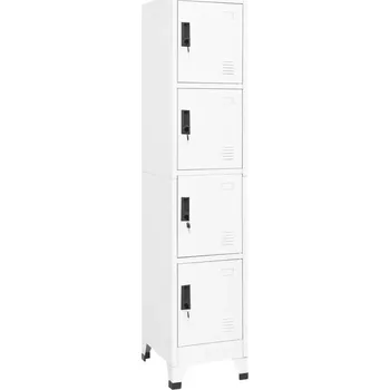 Skříňka na klíč Kancelářská skříň na klíče, ocelová, bílá, 38x45x180 cm, 4 dvířka