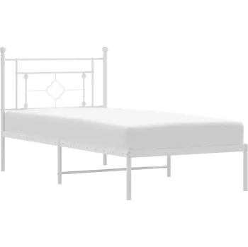 Postel Bílý kovový rám postele 207 x 95 x 97 cm s čelem