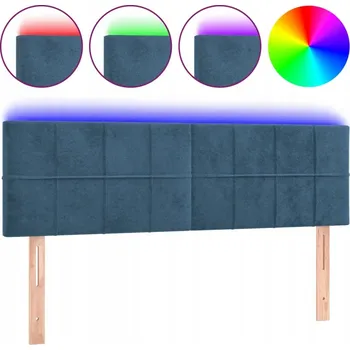 Čelo postele z aksamitu s barevnými LED diodami, nastavitelná výška, 144x5x78