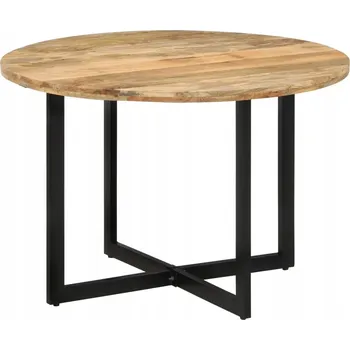 Jídelní stůl Stůl z masivního mangového dřeva a železa, retro, hnědo-černý, 110 x 75 cm