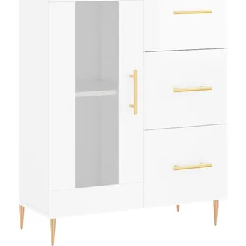 Komoda Klasická skříňka s prosklenými dvířky, bílá, 69,5x34x90 cm