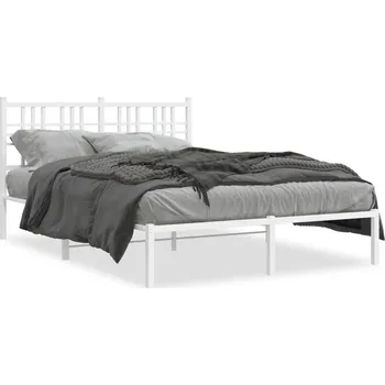 Postel Bílý kovový rám postele 196 x 125 x 90 cm s úložným prostorem