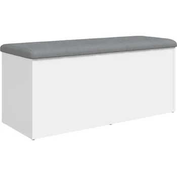 Zahradní lavice Lavice s úložným prostorem a polštářem, dřevotříska, bílá, 102x42x45 cm