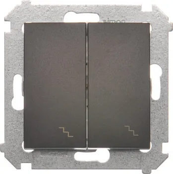 vypínač Vypínač střídavý 2 násobný, řazení 6+6, 10 AX / 230 V~, šroubové svorky, Simon 54 DW6/2.01/46, hnědá metalizovaná